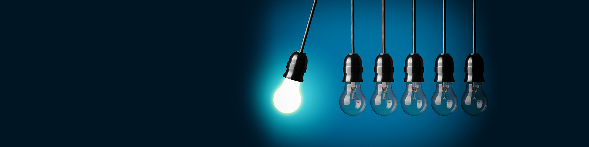 1 gloeilamp aan, 5 lampen uit - spot on!